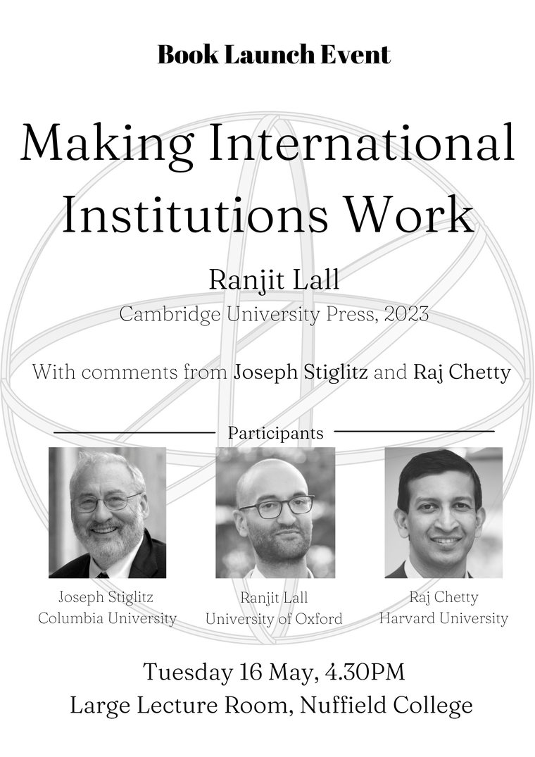 Poster for the book launch event at Nuffield College, Oxford